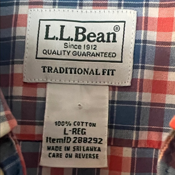 L.L. Bean Men's Plaid Shirt in Blue and Pink - Picture 2 of 3